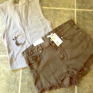 Army Green Low Waist Shorts